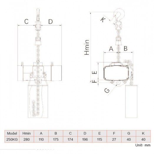Лебедка цепная театральная KRAFTMASTER K025-DBS D8+