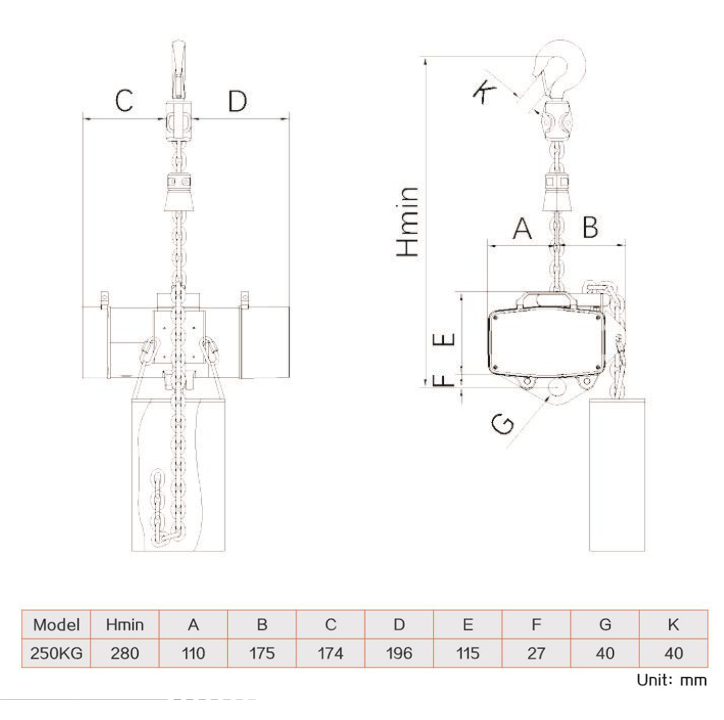 Лебедка цепная театральная KRAFTMASTER K025-DBS D8+